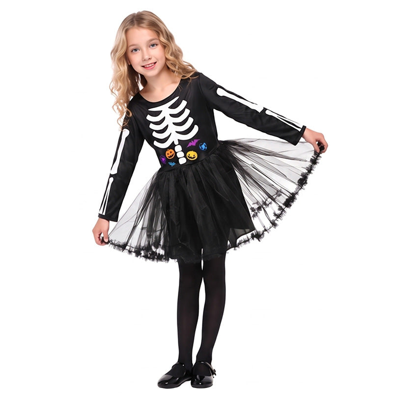 Devil Skeleton Grim Reaper Costume for Girls, product photo 2 on a white background