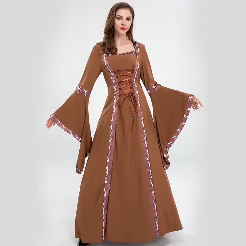 Witch Vampire Hooded Medieval Dress for Women, costume photo 3