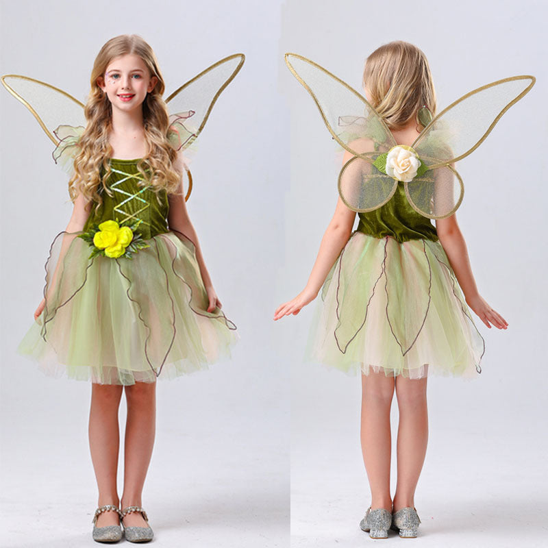 Fairy Princess Elf Tulle Puff Dress for Girls, costume photo 5