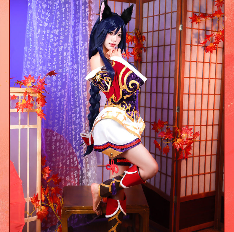 League of Legends Ahri Costume Women Cosplay Halloween Game Outfit – photo 2