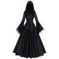 Gothic Medieval Witch Hooded Dress for Women, front view on a white background