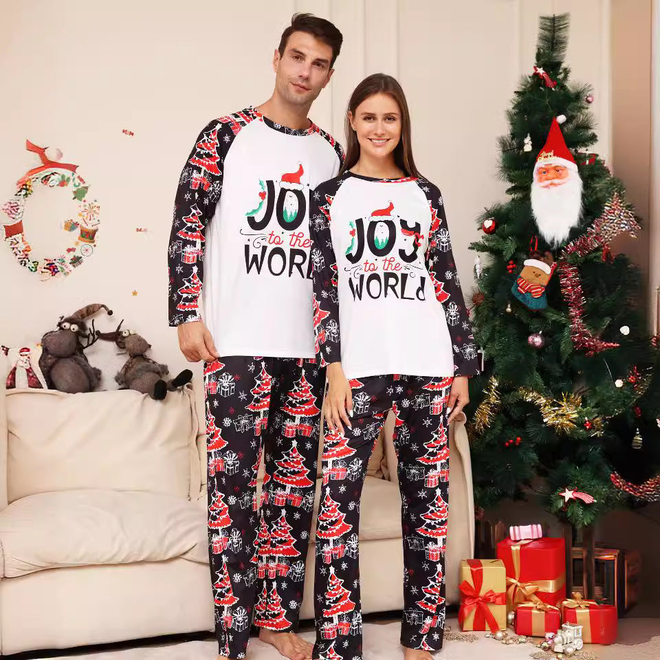 Christmas Family Matching Pajamas Letter Snowflake Star Print Home Wear Sleepwear