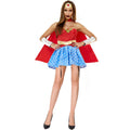 Warrior Princess Superhero Costume for Women, front view on a white background