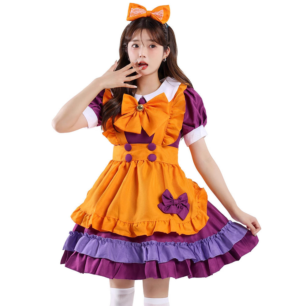 Orange Maid Lolita Costume for Women, product photo 5 on a white background