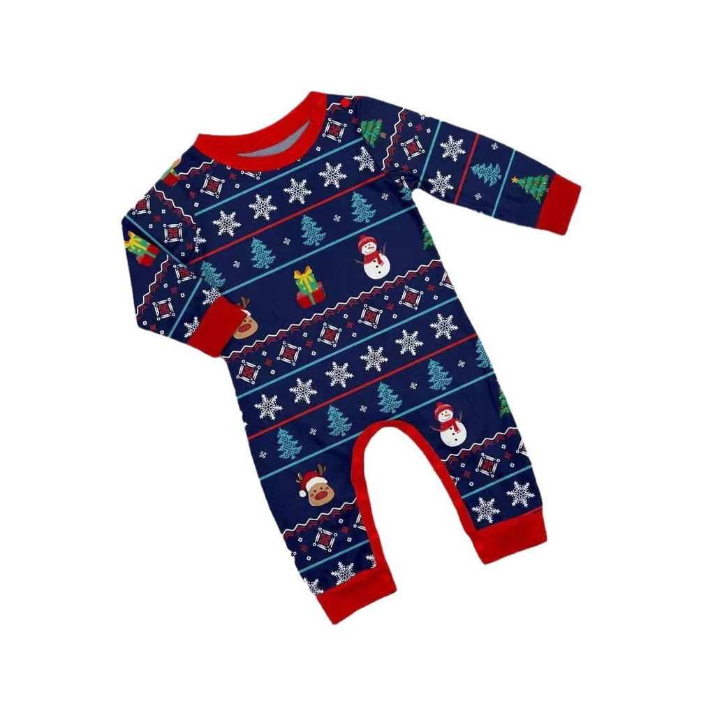 Christmas Snowman Snowflake Stripe Print Family Matching Pajamas Home Wear