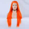 Natural Transition Wig Orange Chemical Fiber Front Lace Long Straight Hair Matte High Temperature Silk Headgear