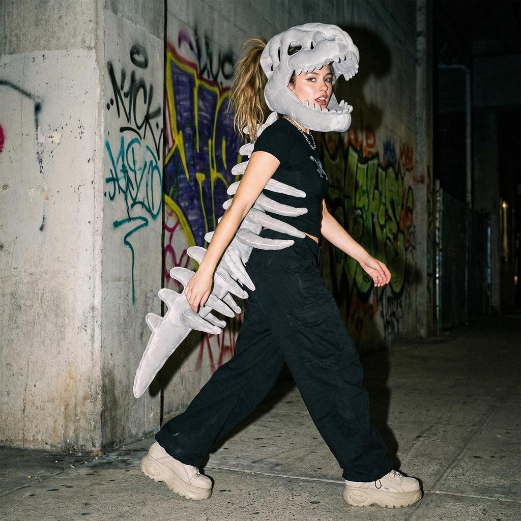 Dinosaur Skeleton T-Rex Hoodie Costume for Adults, costume photo 3