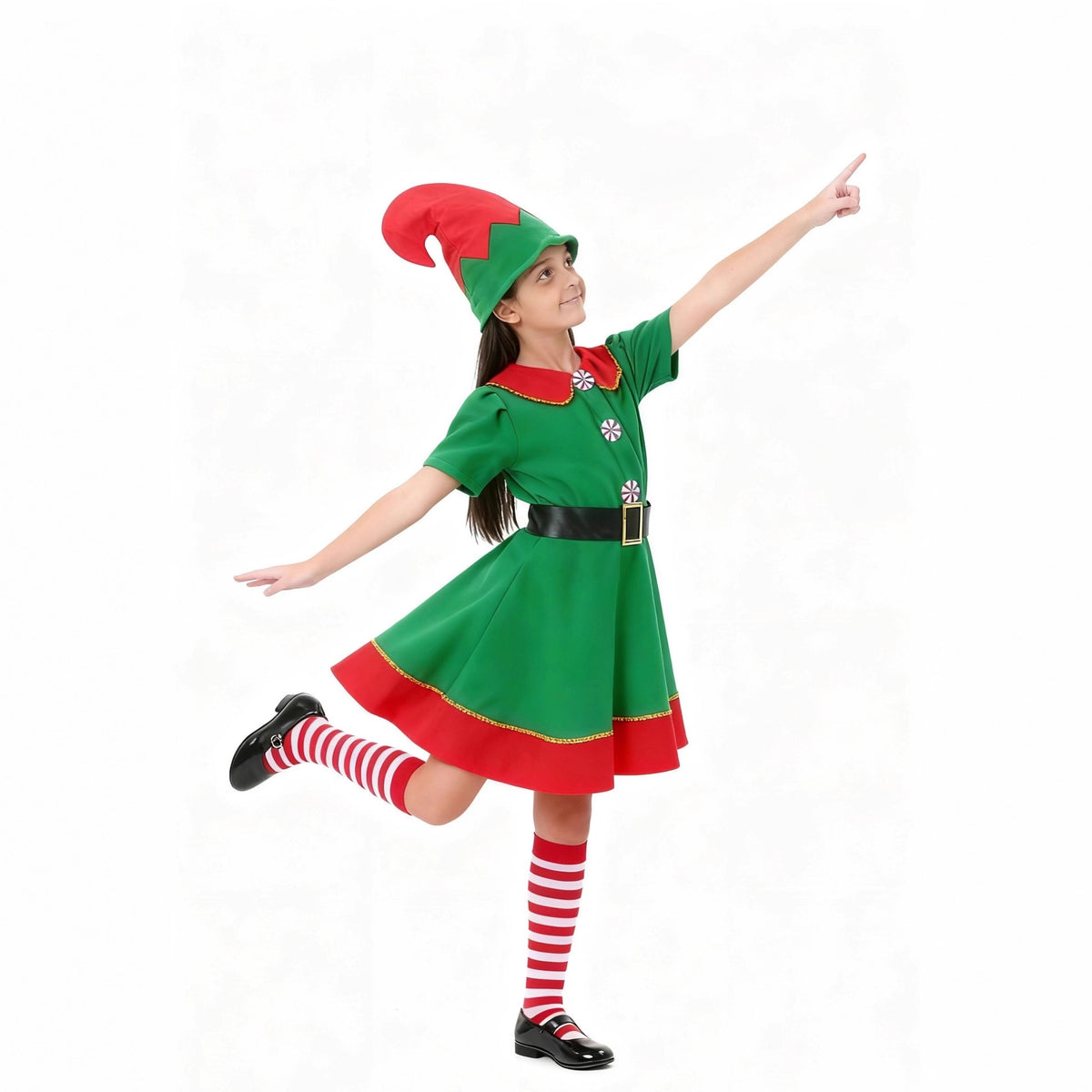 Christmas Elf Costume for Girls, product photo 5 on a white background