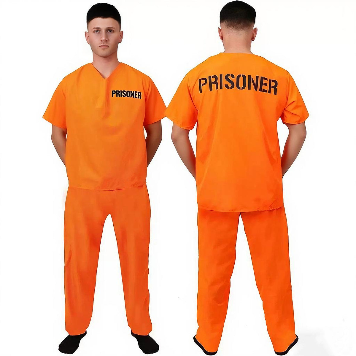 Orange Prison Costume Adult Halloween Cosplay Two Piece Set