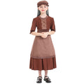 Grandmother's Deep Brown Wolf Cosplay Maid Costume with Lace Trim, Colonial