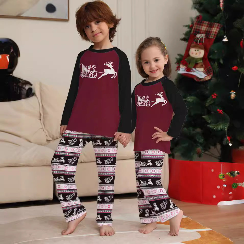 Christmas Family Matching Pajamas Set with Deer and Letter Print