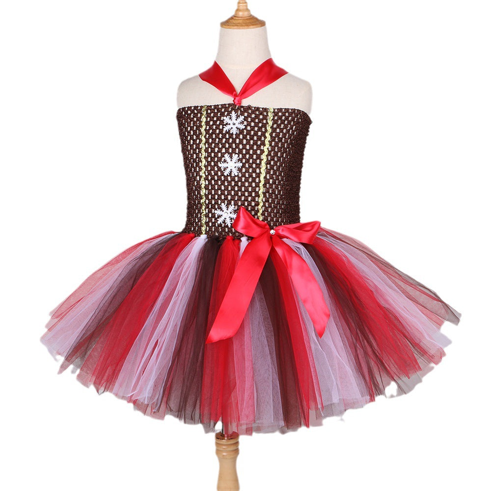 New Halloween Christmas Children's Dress Girl's Gingerbread Man Costume, Performance Costume, Factory Direct Sales