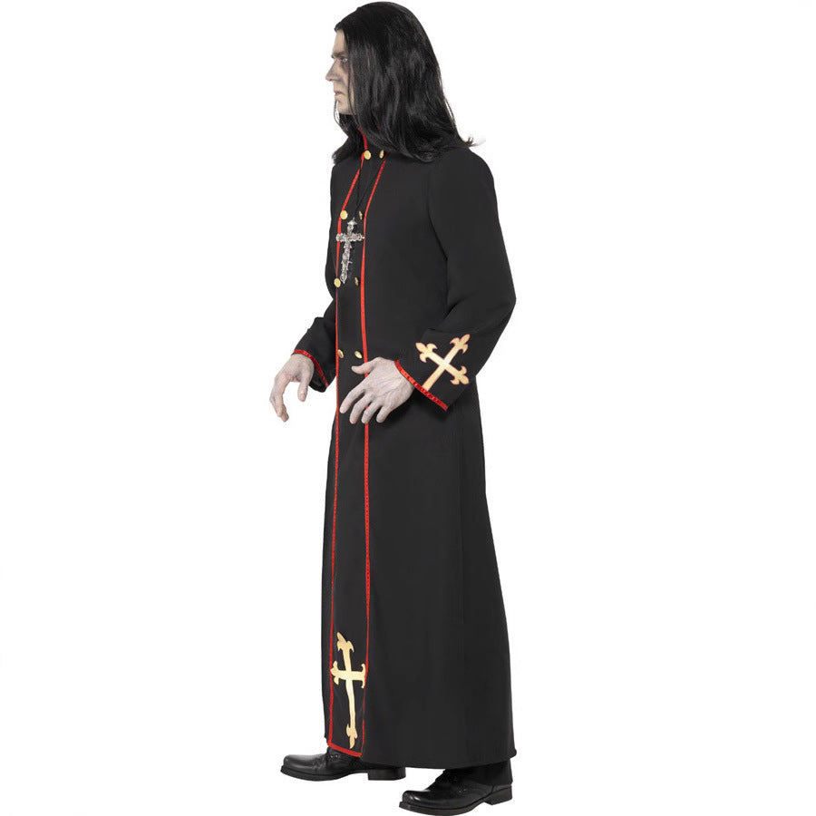 Medieval Wizard Priest Cleric Robe for Men, product photo 2 on a white background