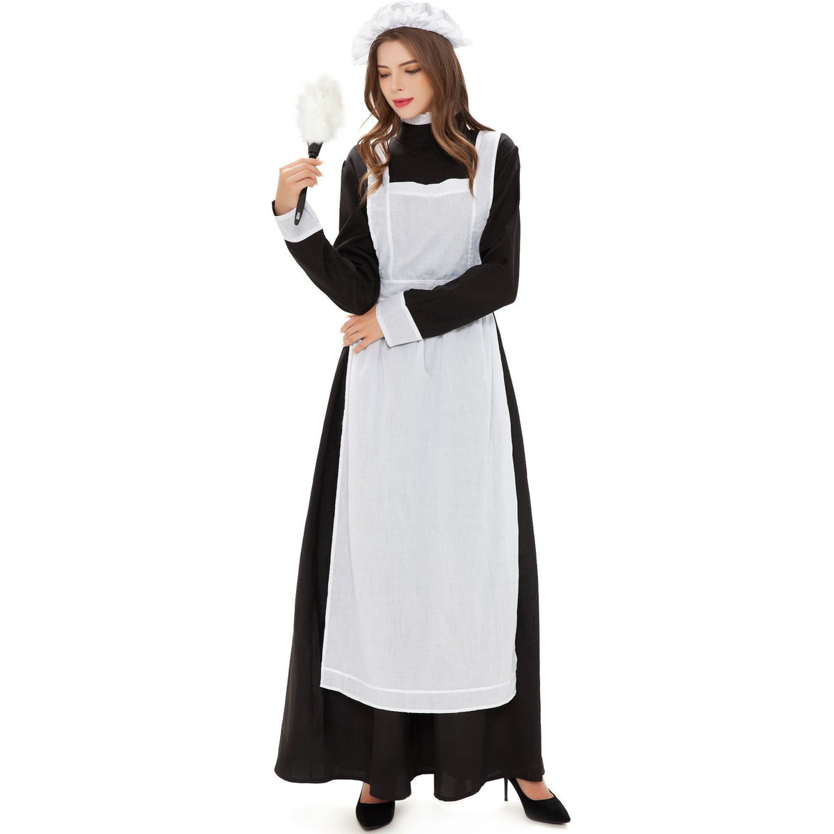 Maid Dress Costume Women Halloween Cosplay Black White Outfit