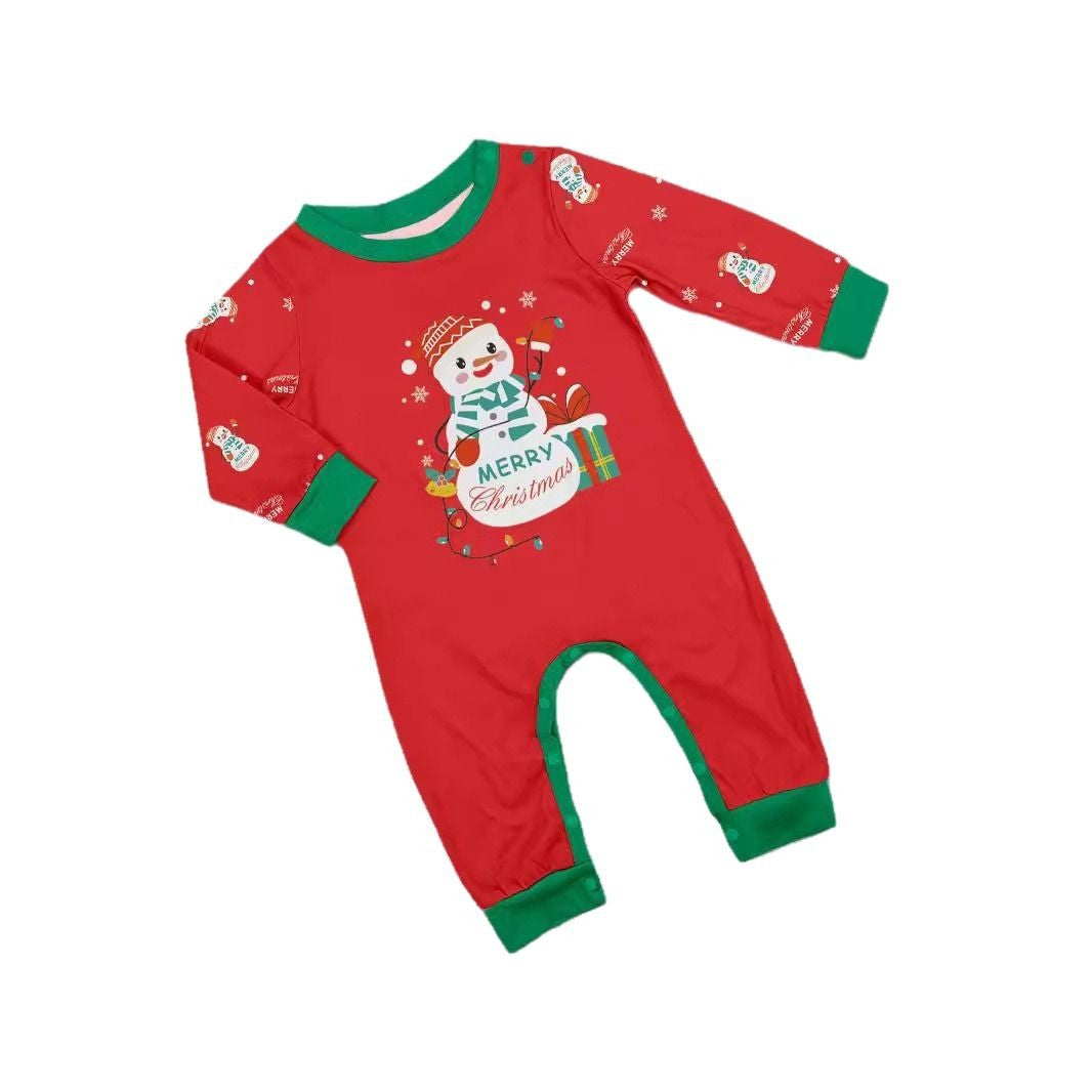 Christmas Snowman Hat Letter Print Family Matching Pajamas Home Wear
