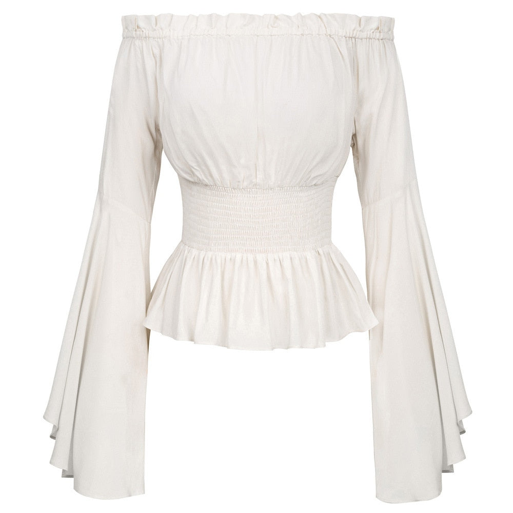 Renaissance Peasant Chemise Blouse Costume for Women, front view on a white background