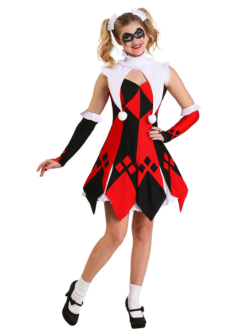 Revenant Circus Clown Costume for Women, product photo 2 on a white background