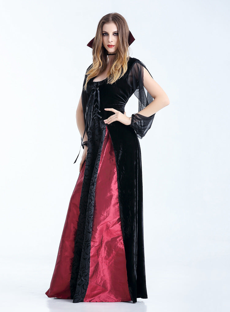 Devil Vampire Queen Costume Women Long Dress Halloween Cosplay Gothic