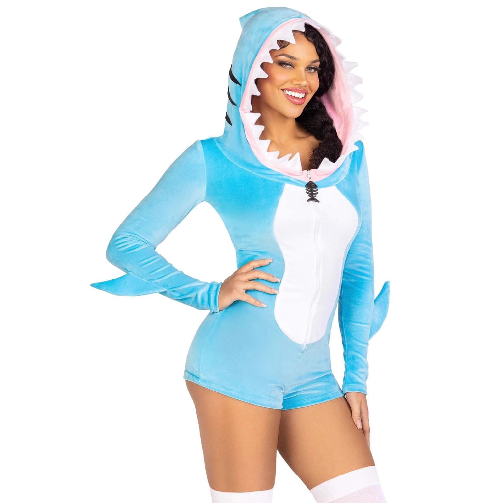 Halloween Christmas Cosplay Shark Stage Performance Costume Jumpsuit Set
