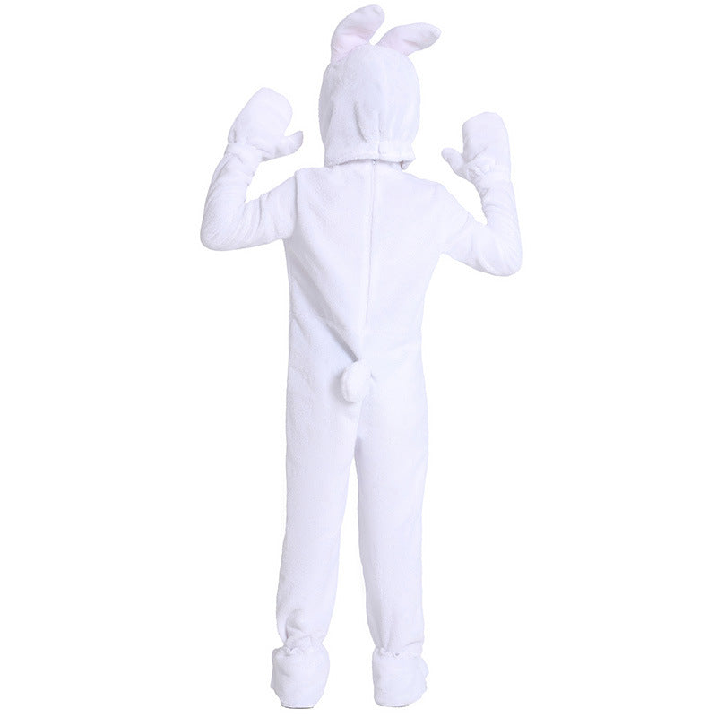 White Rabbit Plush Jumpsuit for Kids, costume photo 2