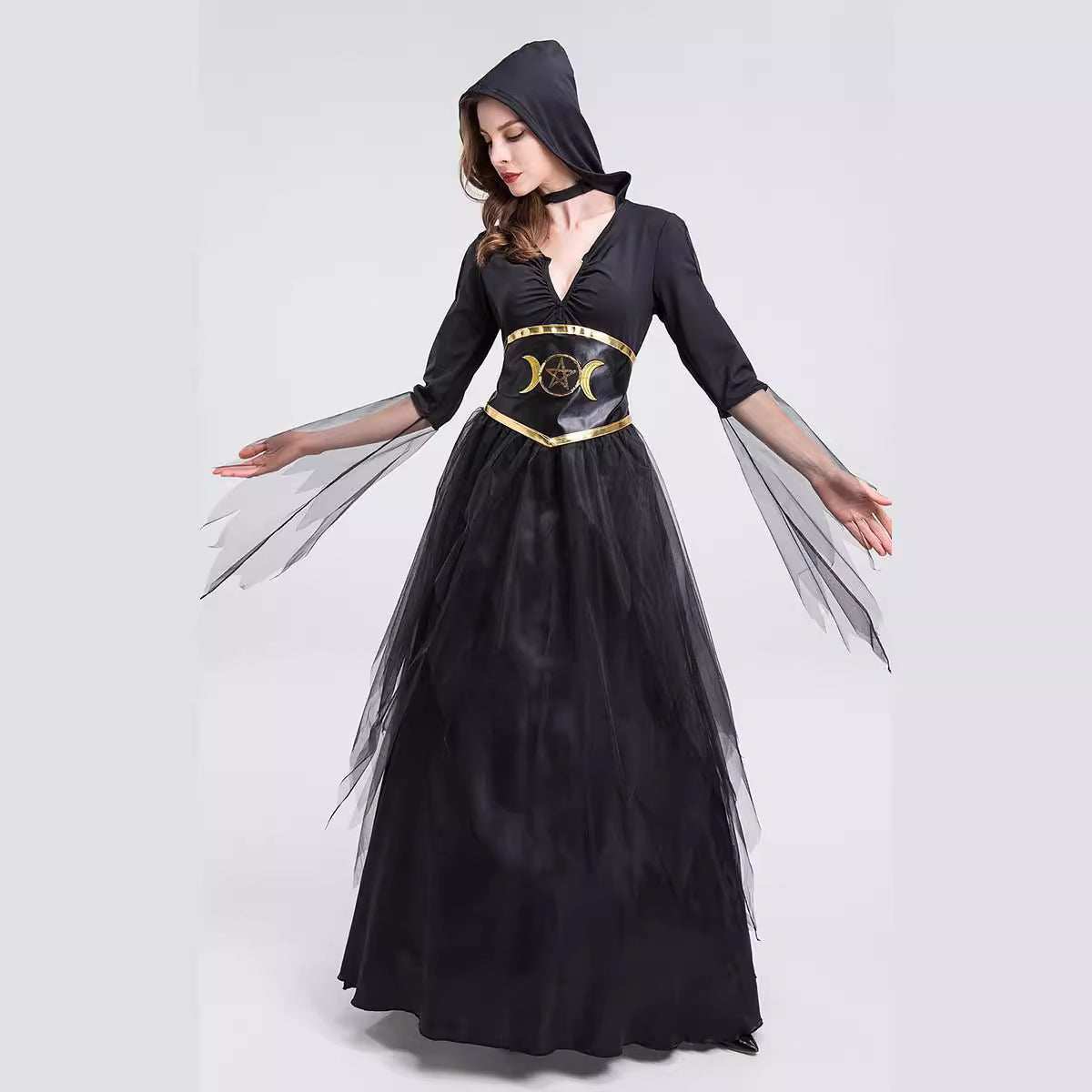 Death Goddess Vampire Witch Costume for Girls, costume photo 4