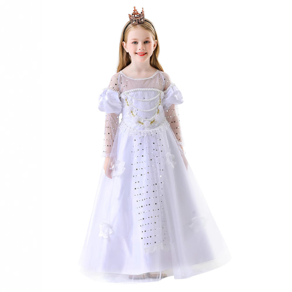 Fairy Tale Princess Queen Tulle Dress for Girls, product photo 5 on a white background
