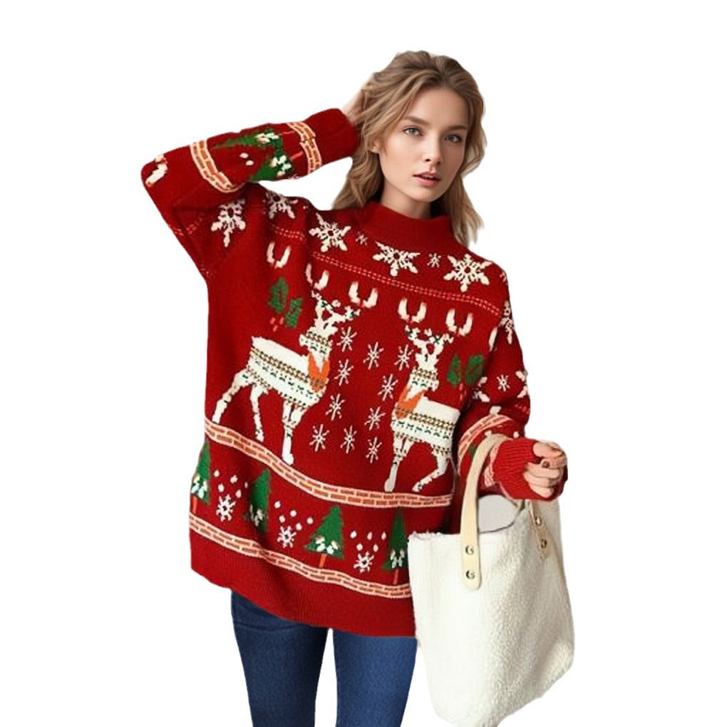Christmas Sweater Autumn/Winter Double Elk Christmas Knitted Sweater