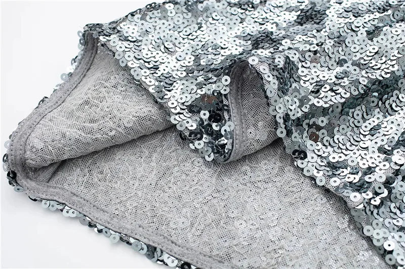 Silver Sequin Dress Woman Off Shoulder Long Dresses For Women  Bodycon Glitter Dress Christmas Evening Party Dresses