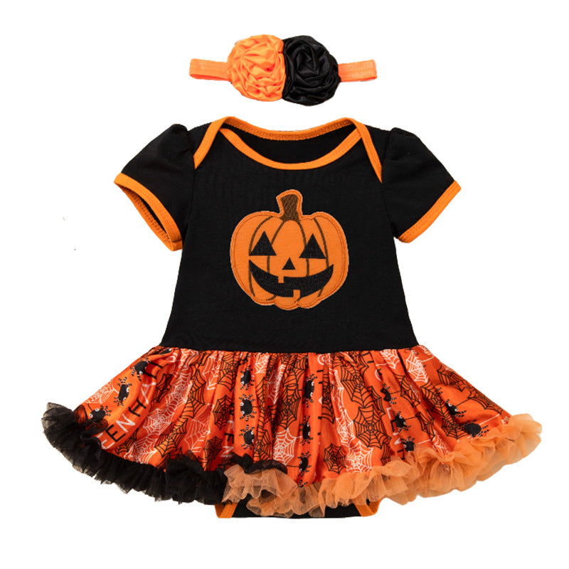 Pumpkin Costume for Babies, front view on a white background