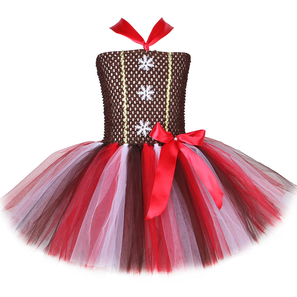 New Halloween Christmas Children's Dress Girl's Gingerbread Man Costume, Performance Costume, Factory Direct Sales