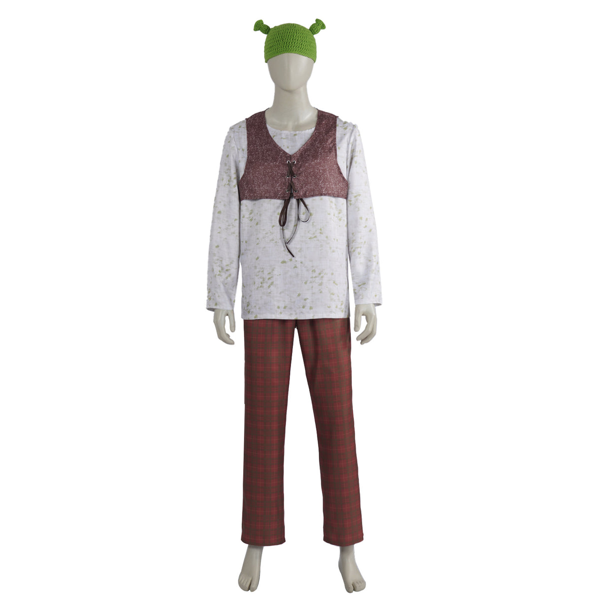 Green Ogre Costume for Adults, front view on a white background