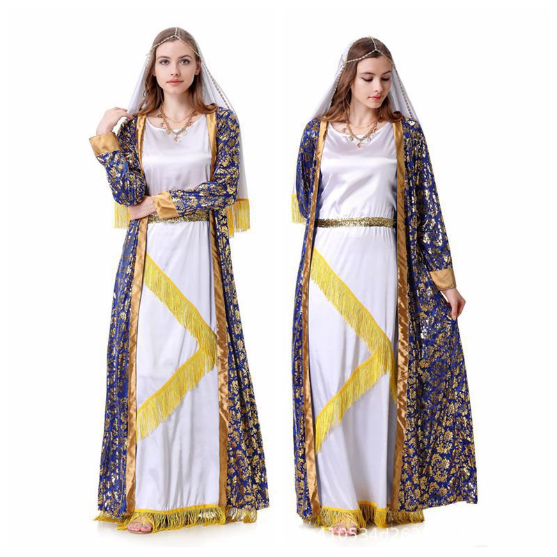 Greek Goddess Arabian Court Queen Costume for Women, product photo 2 on a white background