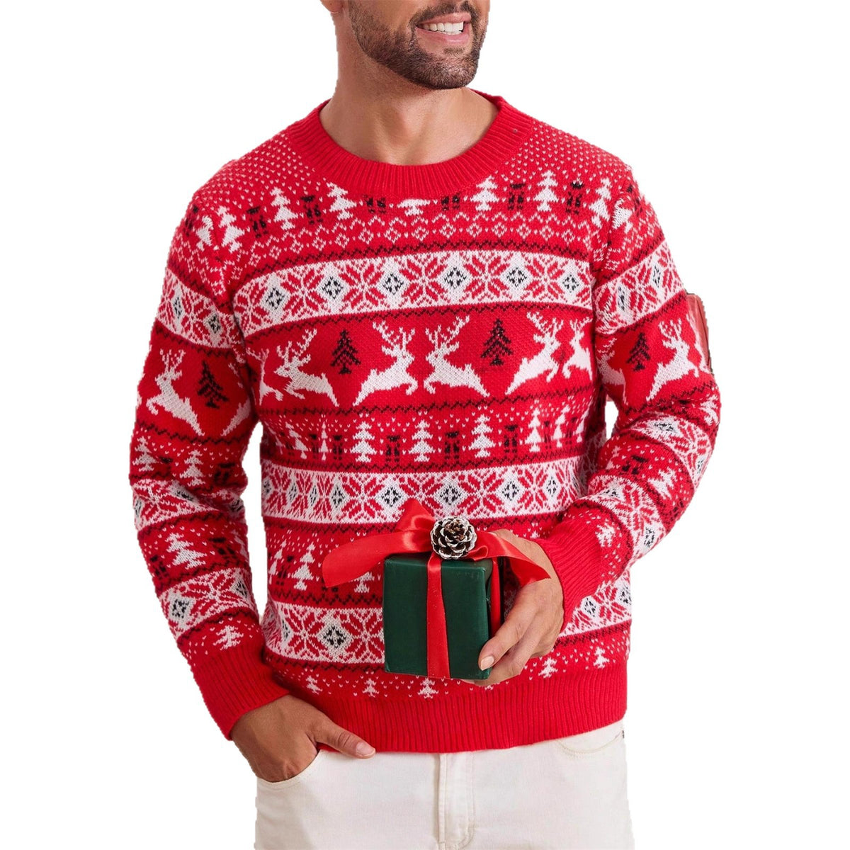 Christmas round neck loose sweater for men