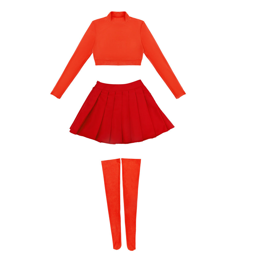 Orange Sweater Detective Costume for Women, product photo 5 on a white background