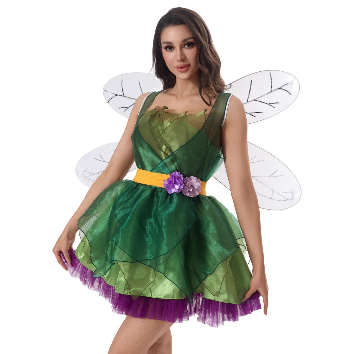 Halloween Wizard of  Adult Green Elf Cosplay Fairy Princess Dress Stage Performance Costume