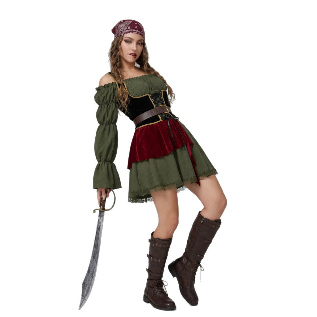 Caribbean Pirate Costume for Women, product photo 2 on a white background