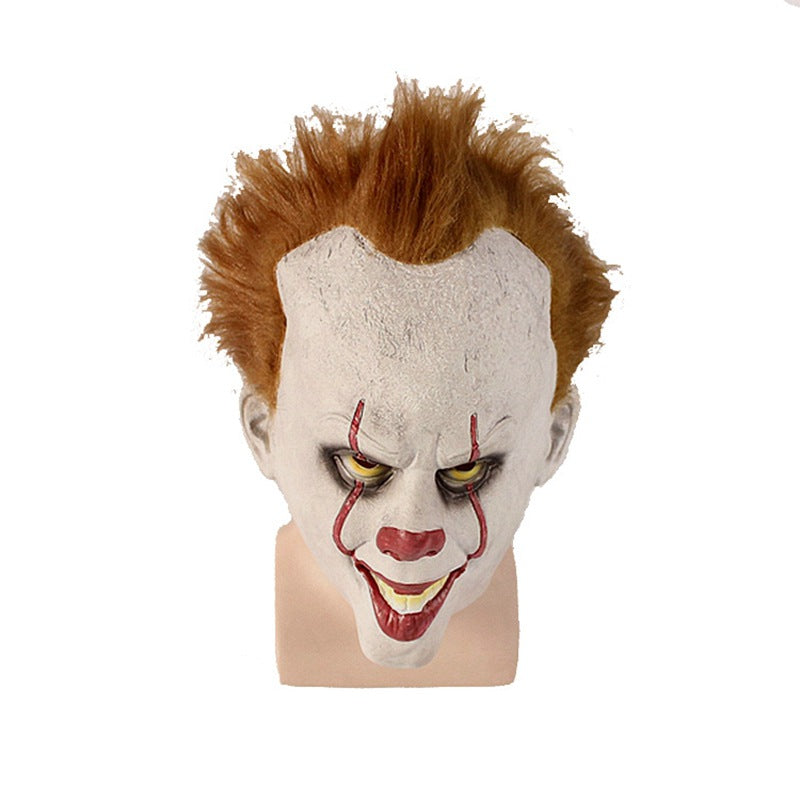 Evil Clown Latex Mask for Adults, front view on a white background