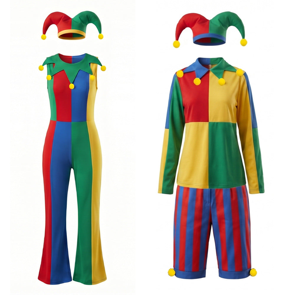 Nightmare Clown Costume for Women, front view on a white background
