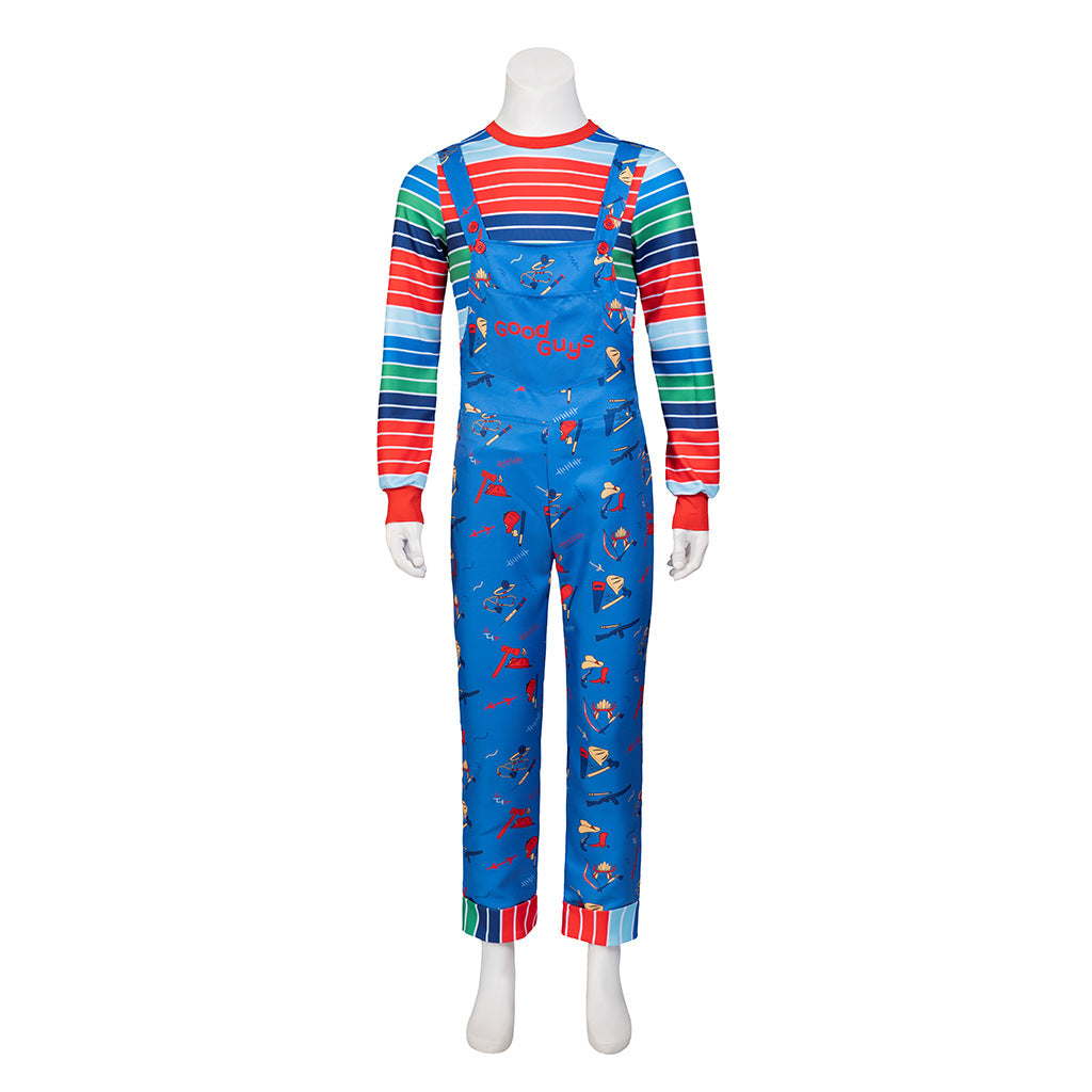 Killer Doll Overalls Costume for Adults, front view on a white background