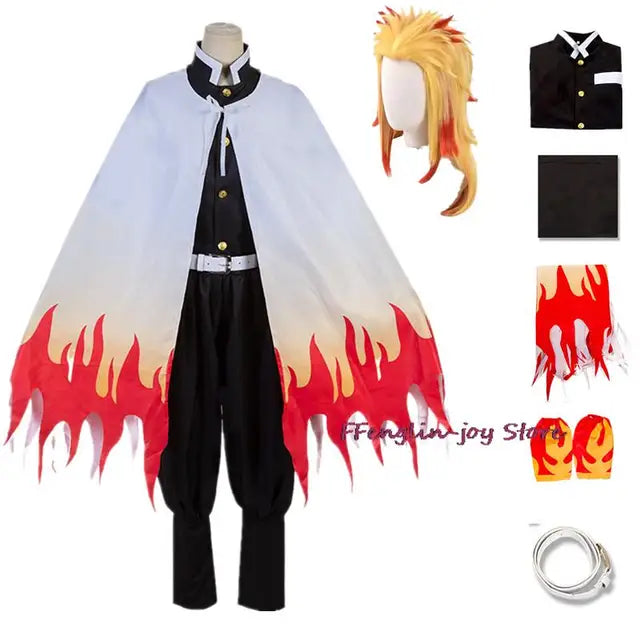Demon Slayer Rengoku Kyojuro Cosplay Costume Kimono Uniform Adult Halloween – photo 7
