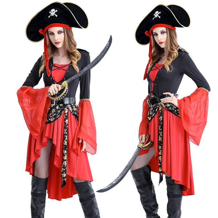 Pirate Queen Costume Women Halloween Cosplay Outfit Role Play Uniform