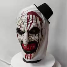 Horror Slasher Clown Latex Mask for Adults, costume photo 3