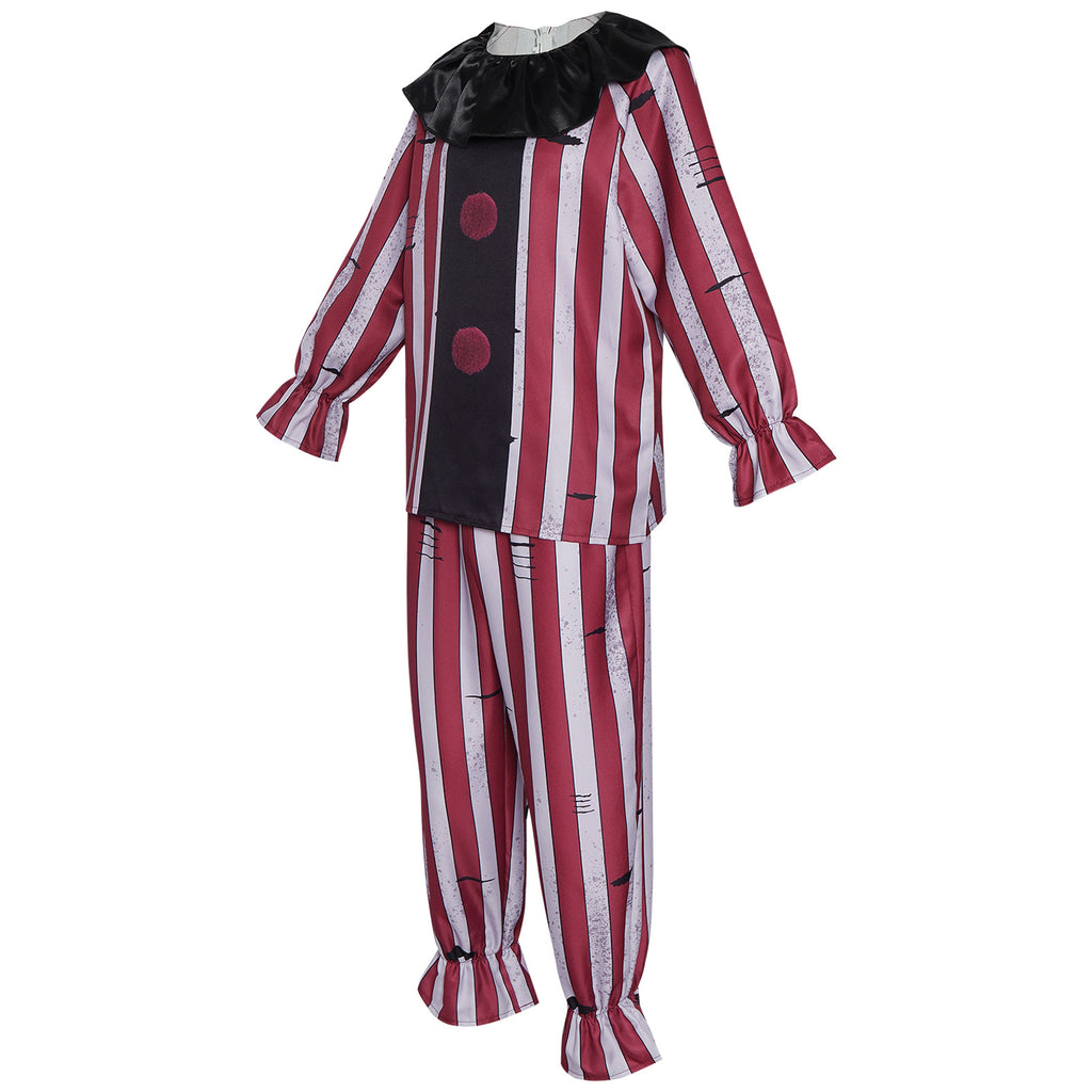 Nightmare Evil Clown Costume for Adults, front view on a white background