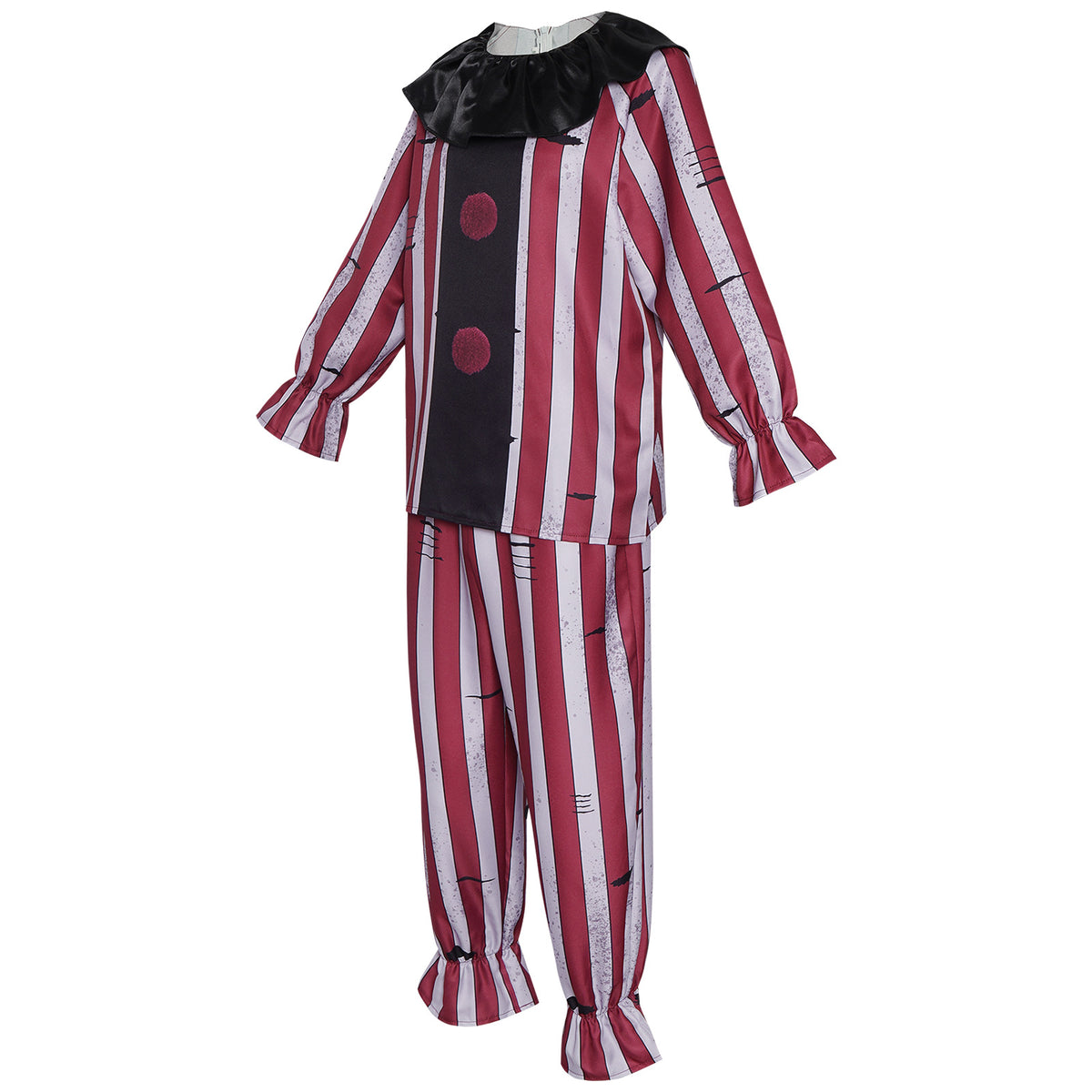 Nightmare Evil Clown Costume for Adults, front view on a white background
