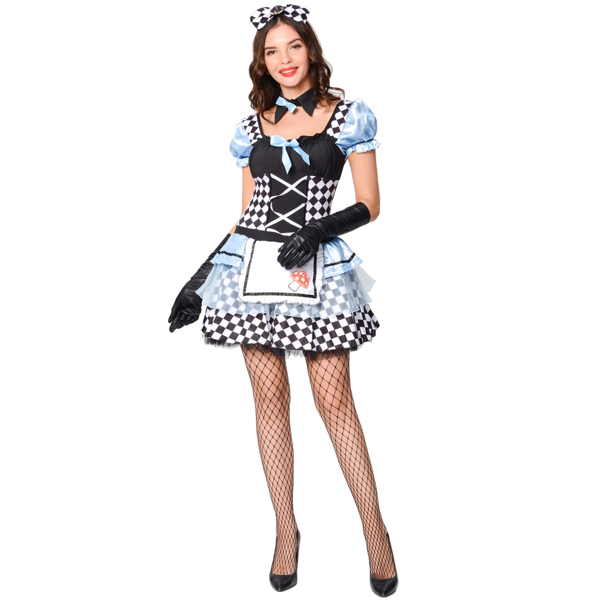 Alice Maid Vampire Clown Lolita Costume for Women, product photo 4 on a white background