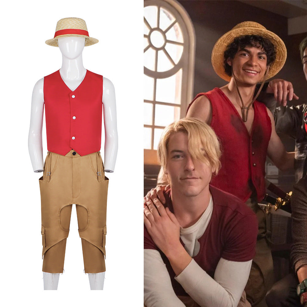 One Piece Luffy Costume Adult Straw Hat Season 2 Halloween Cosplay