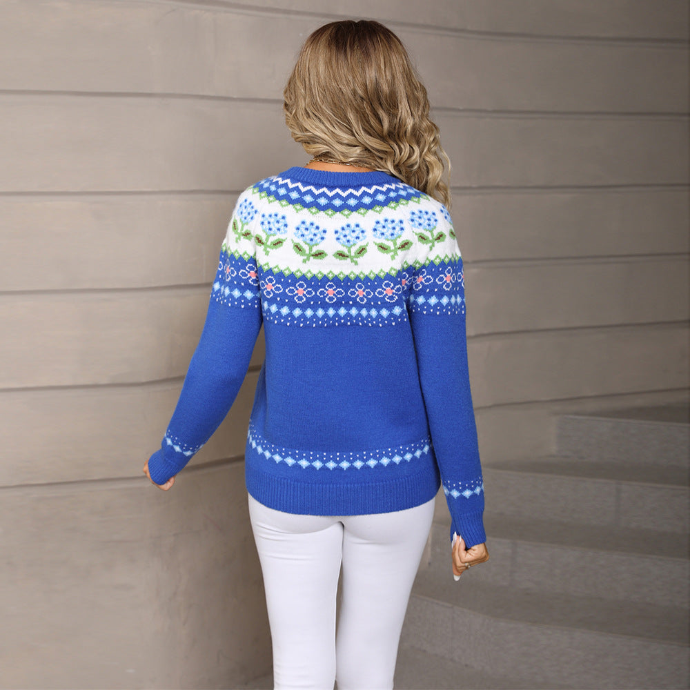 Sweater Christmas sweater printed knit sweater for women