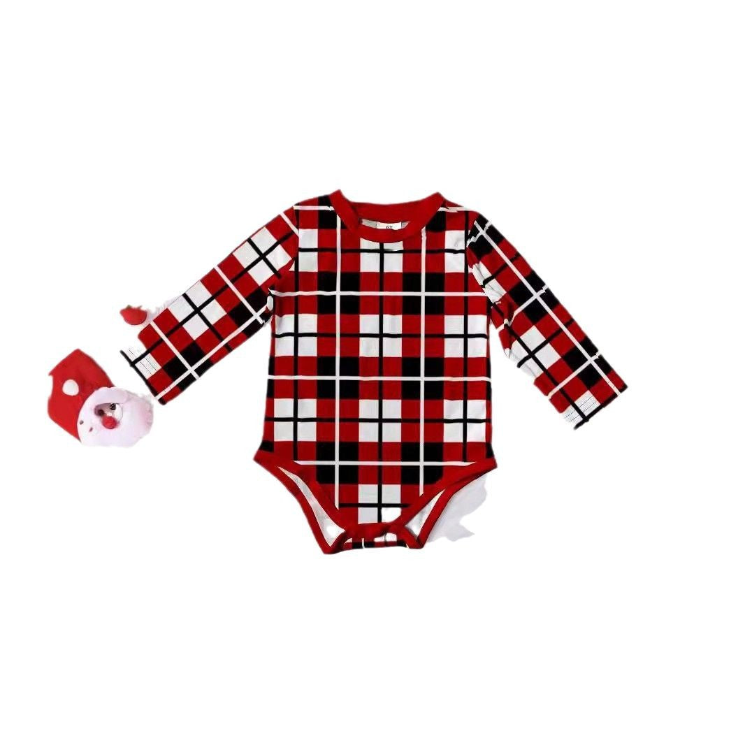 Christmas Deer Plaid Short Sleeve Family Matching Pajamas Sleepwear Set