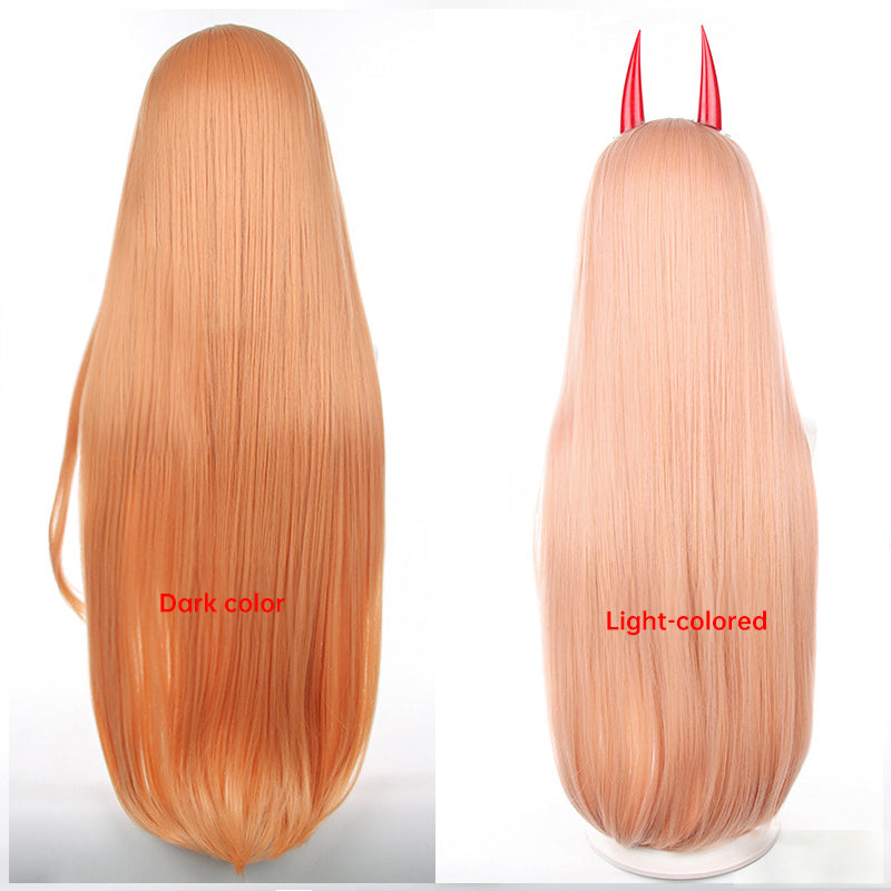 Chainsaw Man/Chainsaw Man Pawa Dali Milk Orange Long Hair COS Anime Wig Headpiece