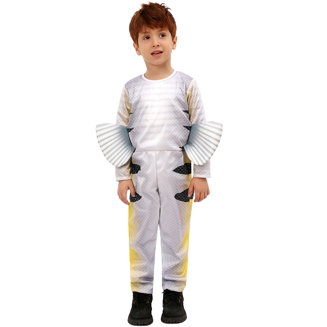 Christmas Kids Animal Onesie Flounder Costume Role Play Cosplay Party Stage Performance Outfit